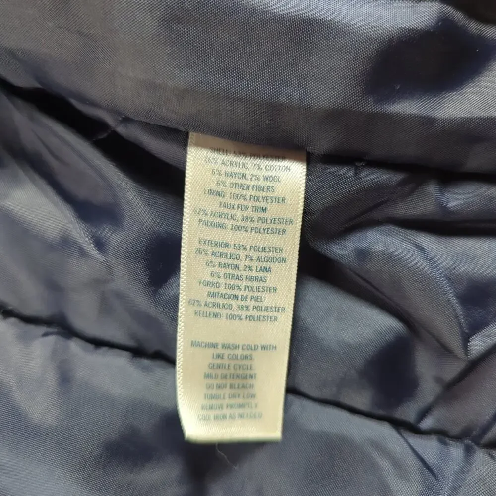OshKosh B’gosh Girls L/6X Winter Coat Faux Fur Hood Gray Parka Cozy